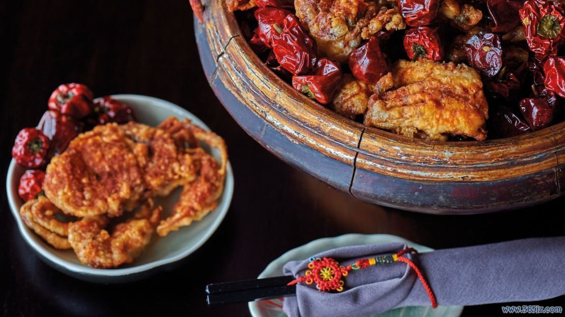 Hutong offers up "occasionally fiery" cuisine, like this crispy soft-shell crab with red Sichuan dried chilies, from northern China. 