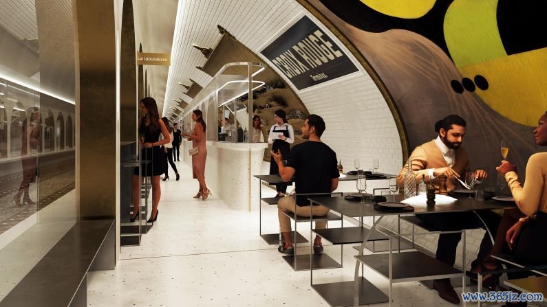 First for Paris: The station will transform 246 feet of subway platforms into a subterranean dining hall, with food courts, restaurants and wine and cocktail bars. 